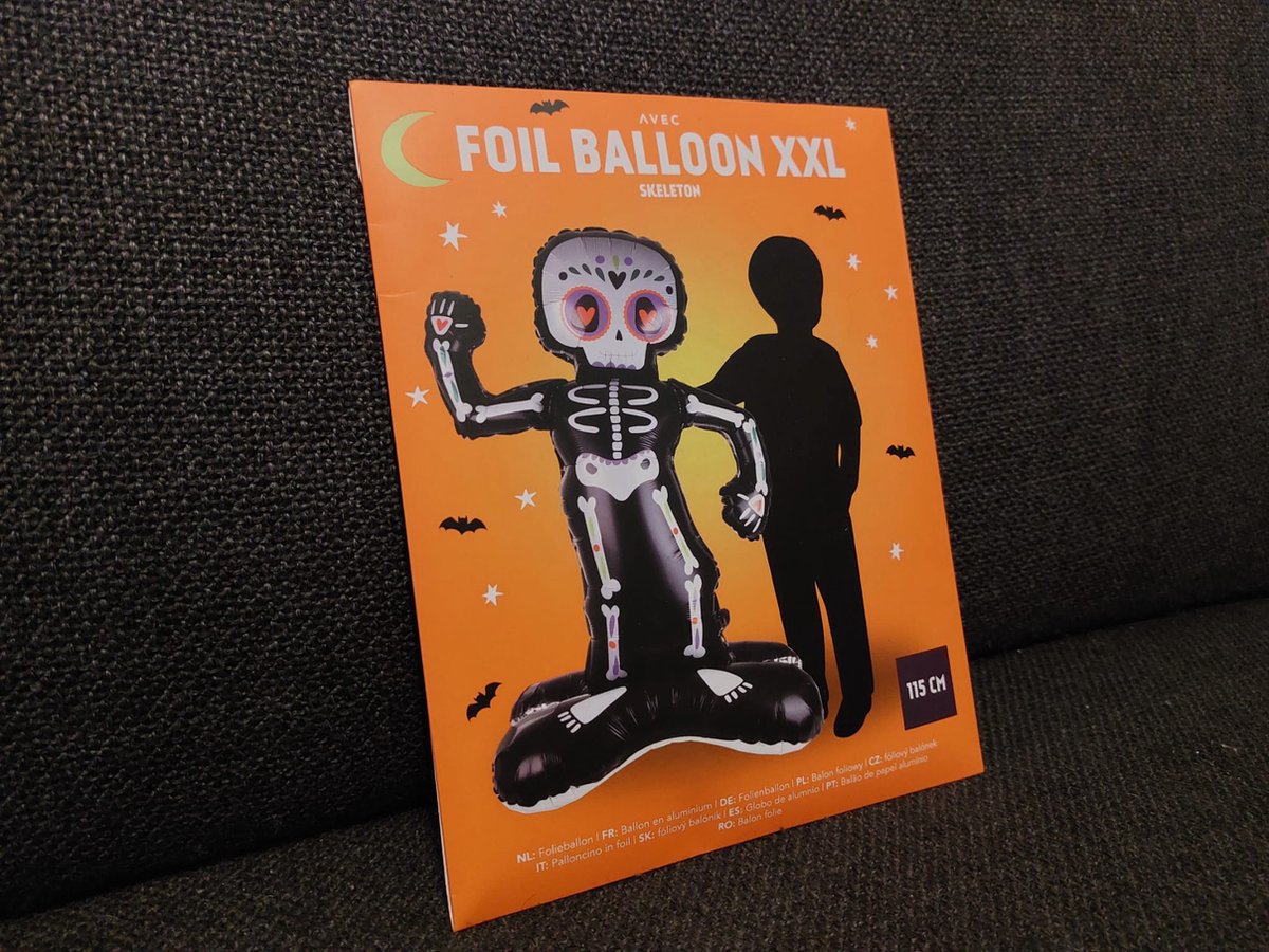Halloween Folieballon Skelet - XXL Folieballon - 115 cm hoog | Folieballon Halloween - Halloween Versiering - Halloween Decoratie